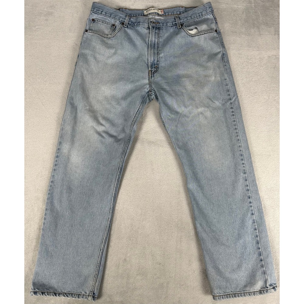 Levi's Jeans Mens 40x32 Light Wash 505 Regular Fit Straight Leg Denim Pants